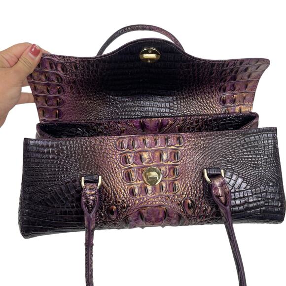 Brahmin Dayan Leather Shoulder Bag Fig Jam Melbourne Purple East West Bag - Picture 12 of 15